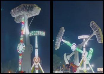 Após falha, visitantes ficam presos de cabeça para baixo em brinquedo no Parque de Exposições