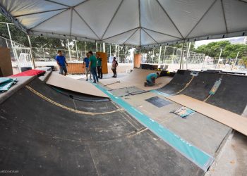 Academia do Skate está sendo montada na Praça de Esportes