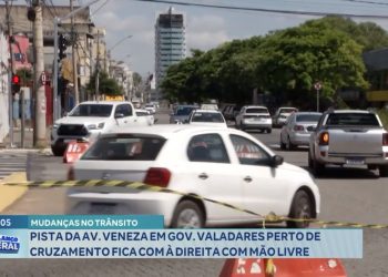 MUDANÇAS NO TRÂNSITO: pista da Avenida Veneza em GV perto de cruzamento fica com a direita com mão livre