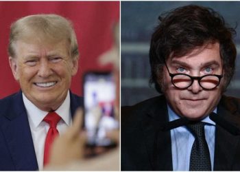 Trump compartilha foto de Milei com símbolo da extrema direita dos EUA