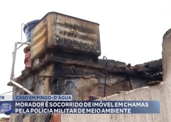 CASO EM PINGO D’ÁGUA: morador é socorrido de imóvel em chamas pela Polícia Militar de Meio Ambiente