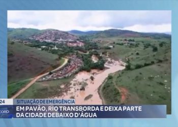 Situação de emergência: em Pavão, rio transborda e deixa parte da cidade debaixo d’água