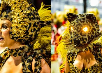 Paolla Oliveira ‘vira onça’ em desfile na Sapucaí e encanta internautas