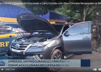 Perseguição policial:  2 presos, um procurado e carro furtado com placa clonada recuperado na BR-116