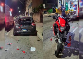 Motociclista perde controle e bate em carro estacionado