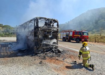 Ônibus das bandas Djavú e Bonde do Forró pega fogo em rodovia da região; veja vídeos