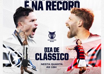 Brasileirão: TV Leste|RECORD transmite Botafogo x Flamengo nesta quarta