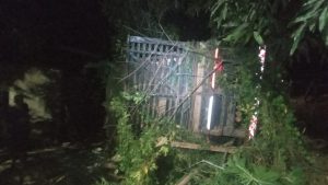 Caminhão perde freio, desce ribanceira e cai em quintal de residência no Distrito Industrial