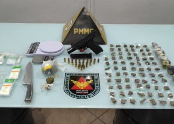 Operação contra o tráfico no Altinópolis termina com prisão de jovem e apreensão de adolescente, arma e drogas