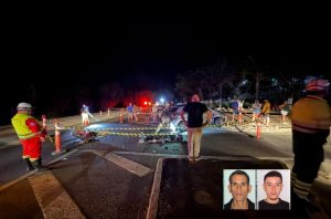 Dois homens morrem após motocicleta bater em carro na BR-116 no trevo de acesso a Sobrália