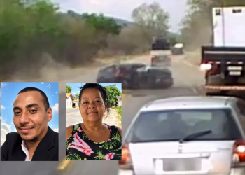 Câmera flagra carro na contramão e colisão com caminhão deixa dois mortos na BR-116